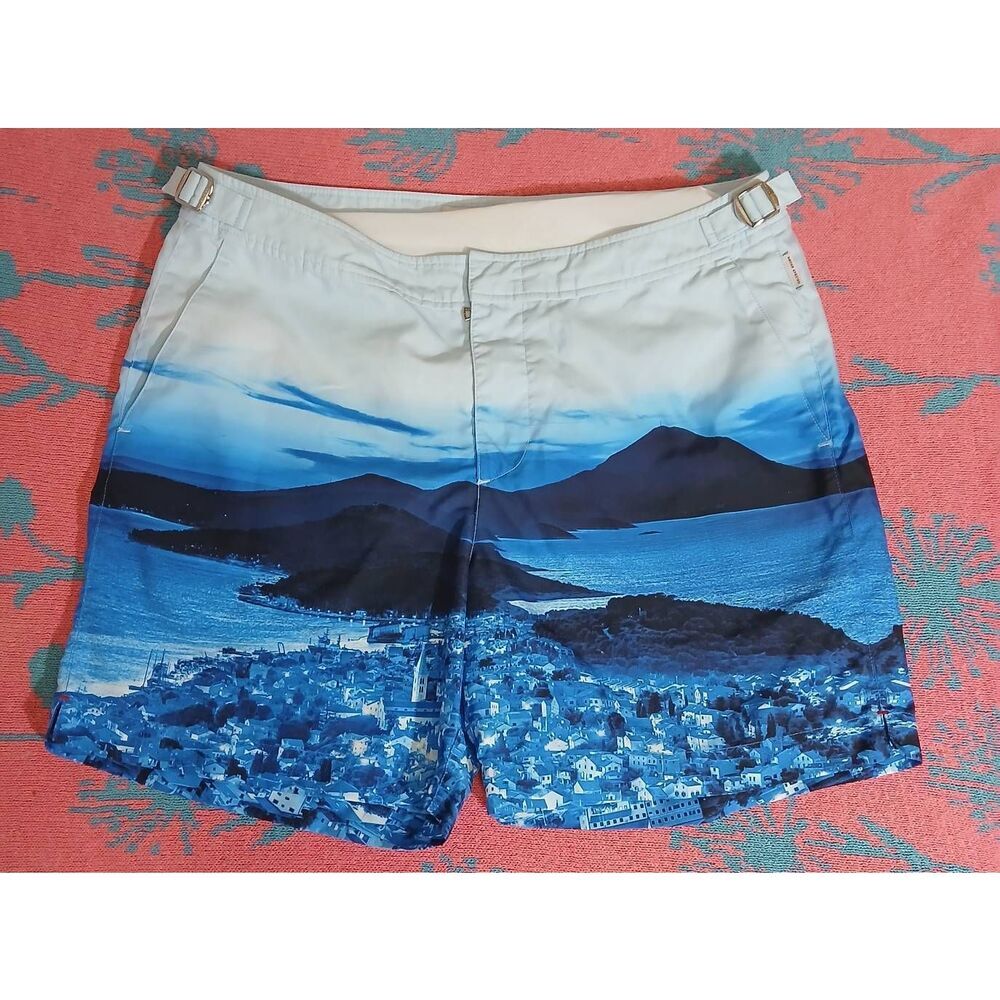 Orlebar brown mens 32 beach shorts swim trunks blue